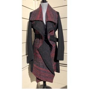 Women’s wool black and red coat
